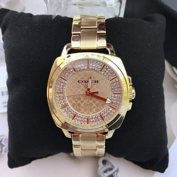 ***NEW*** Coach Ladies Coach Boyfriend Small Gold Plated Watch - Picture 6 of 11